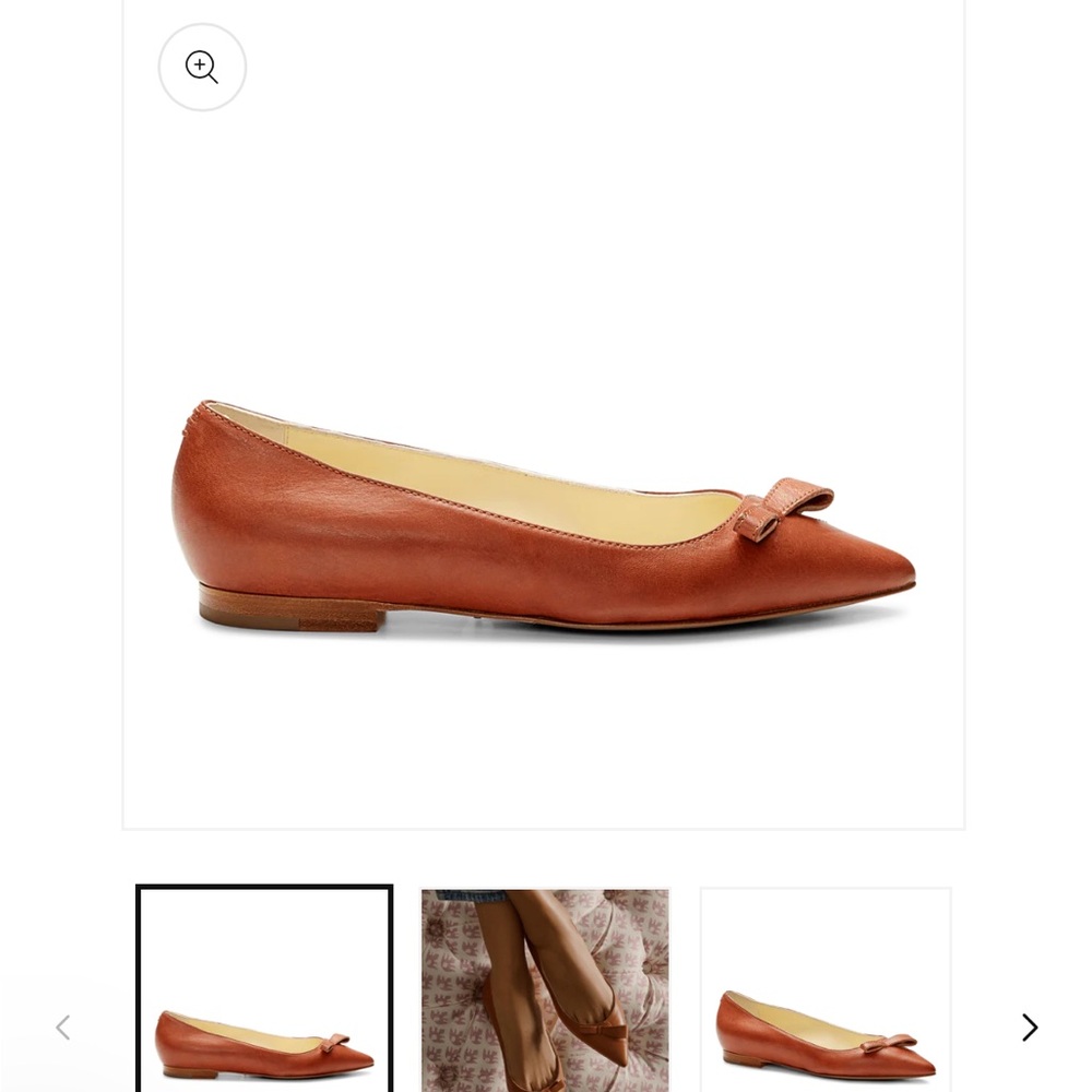 Sarah Flint Pointed Bow Ballet Flat in Cognac